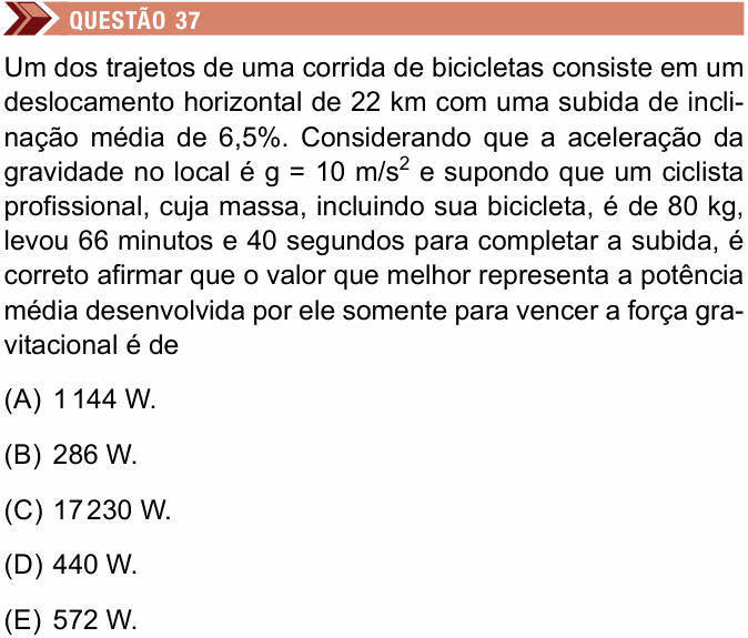 Enunciado da questão 37 de Física do Unimes 2018