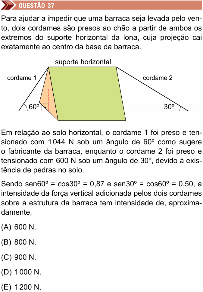Enunciado da questão 37 de Física do Unimes 2021