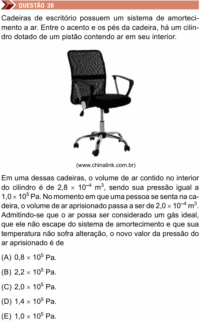 Enunciado da questão 38 de Física do Unimes 2021