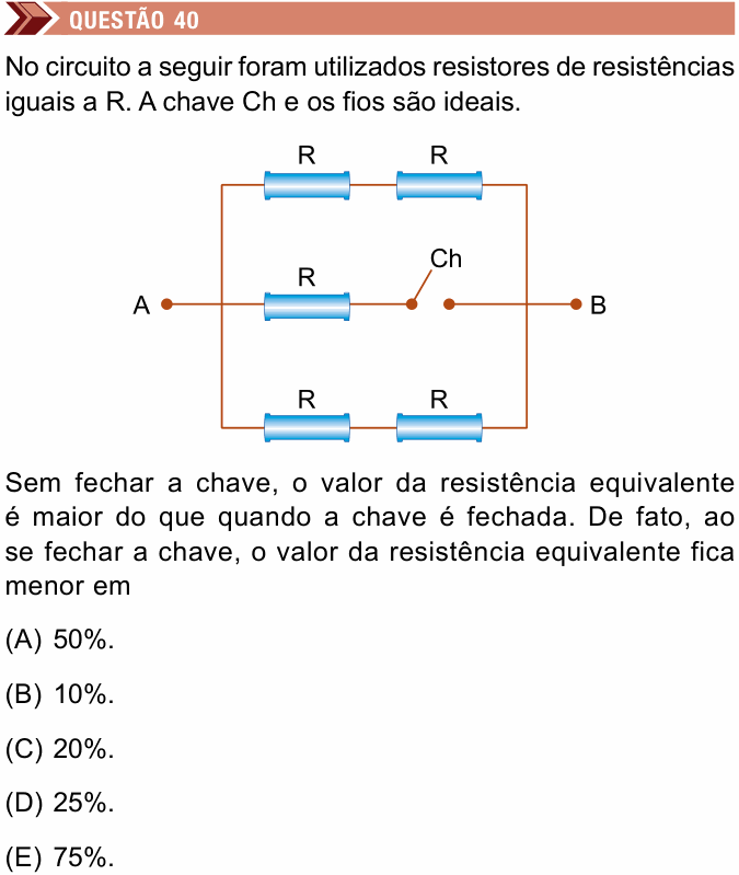 Enunciado da questão 40 de Física do Unimes 2021