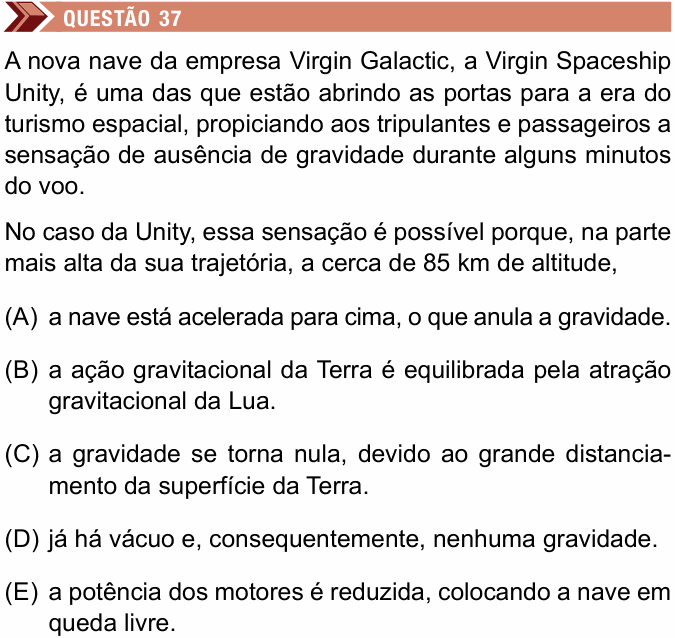 Enunciado da questão 37 de Física do Unimes 2022