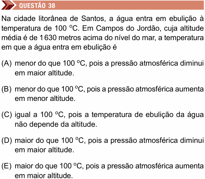 Enunciado da questão 38 de Física do Unimes 2022