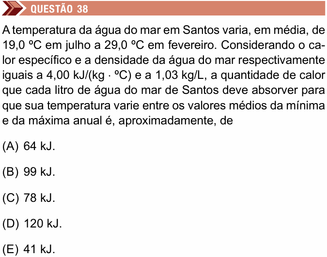Enunciado da questão 38 de Física do Unimes 2023