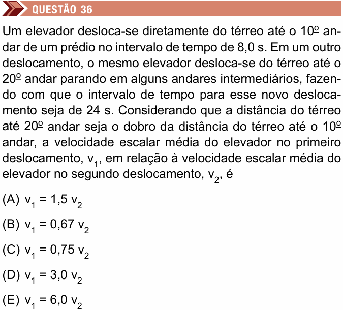 Enunciado da questão 36 de Física do Unimes 2024