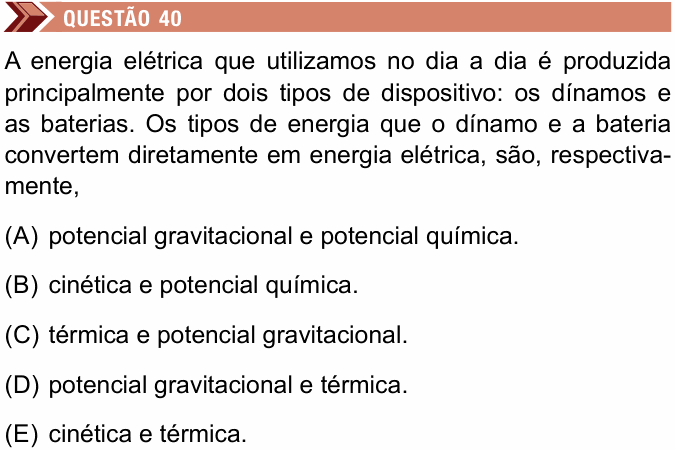 Enunciado da questão 40 de Física do Unimes 2024