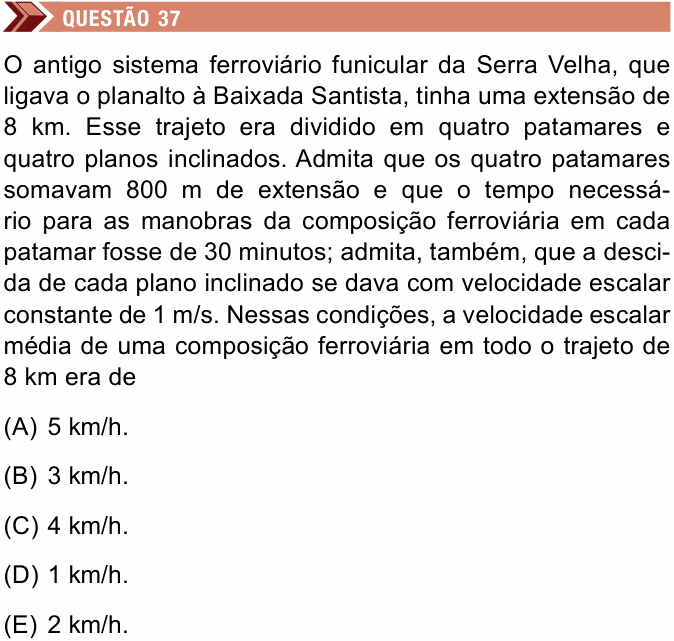 Enunciado da questão 37 de Física do Unimes 2025