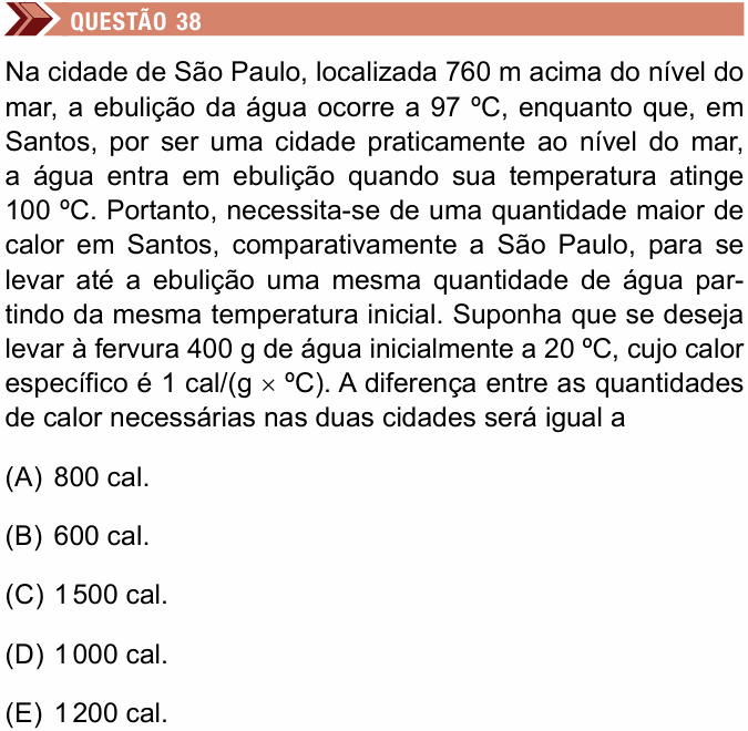 Enunciado da questão 38 de Física do Unimes 2025