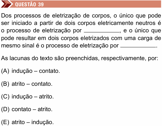 Enunciado da questão 39 de Física do Unimes 2025