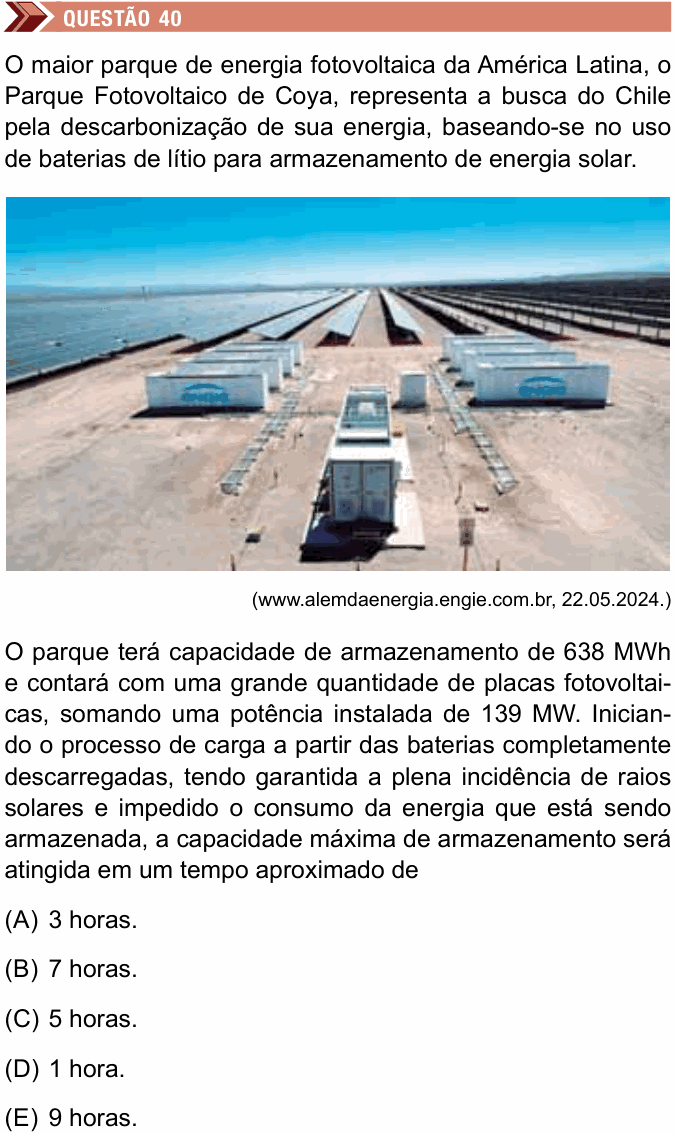 Enunciado da questão 40 de Física do Unimes 2025