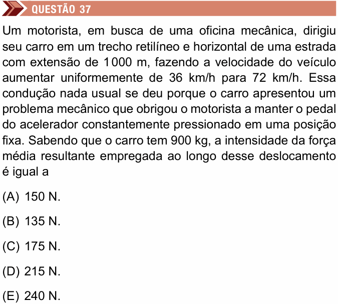 Enunciado da questão 37 de Física do Unimes 2026