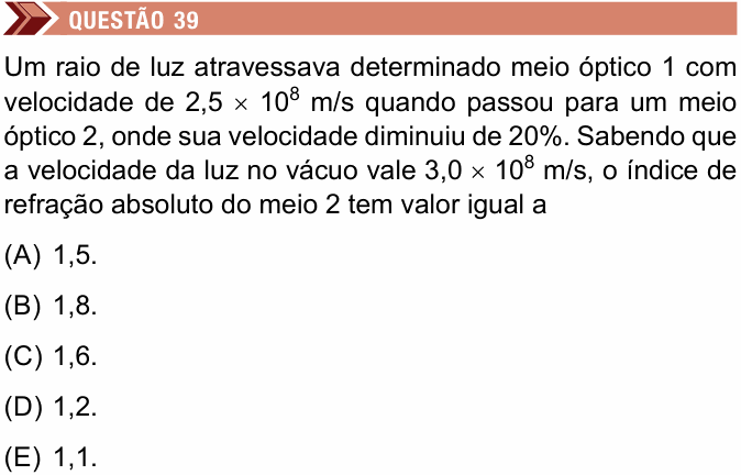 Enunciado da questão 39 de Física do Unimes 2026