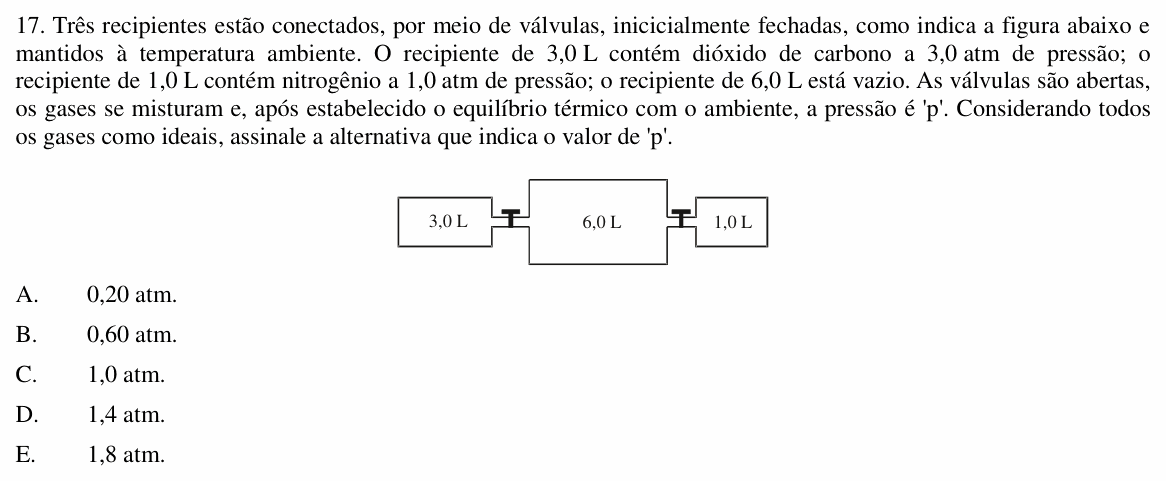 Enunciado da questão 17 de Física do UNIOESTE 2014