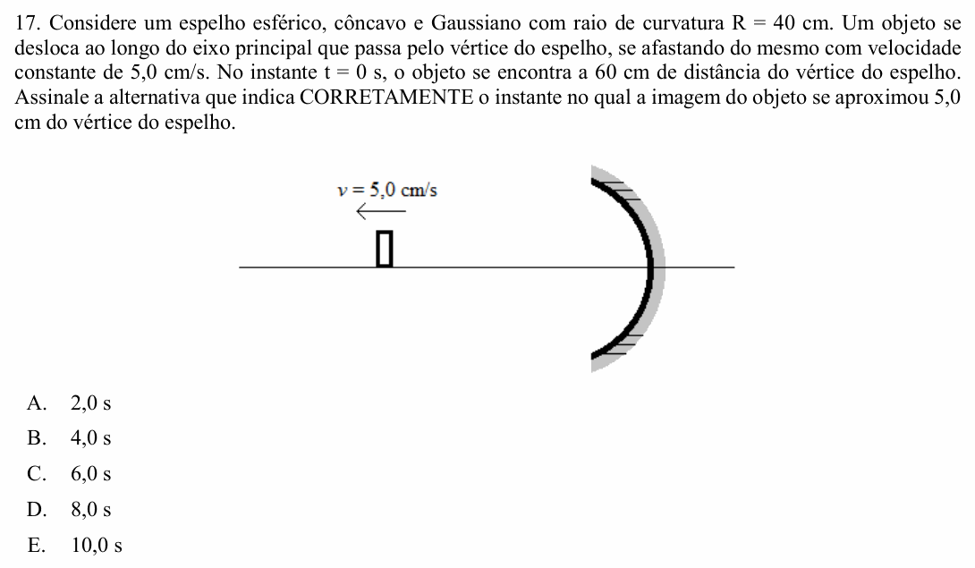 Enunciado da questão 17 de Física do UNIOESTE 2018