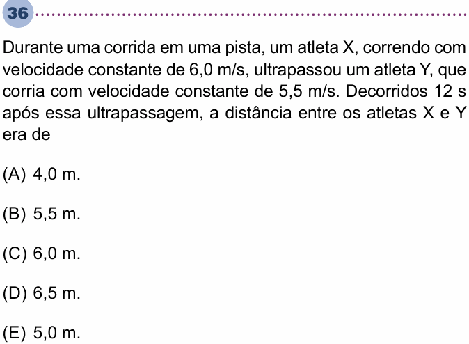 Enunciado da questão 36 de Física do Unisa 2024 (2º semestre)