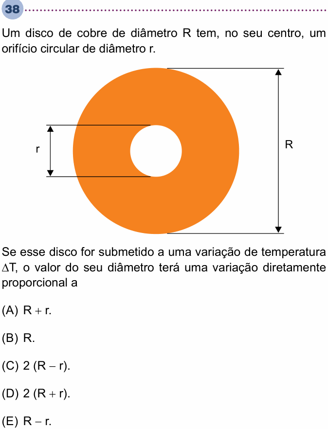 Enunciado da questão 38 de Física do Unisa 2024 (2º semestre)