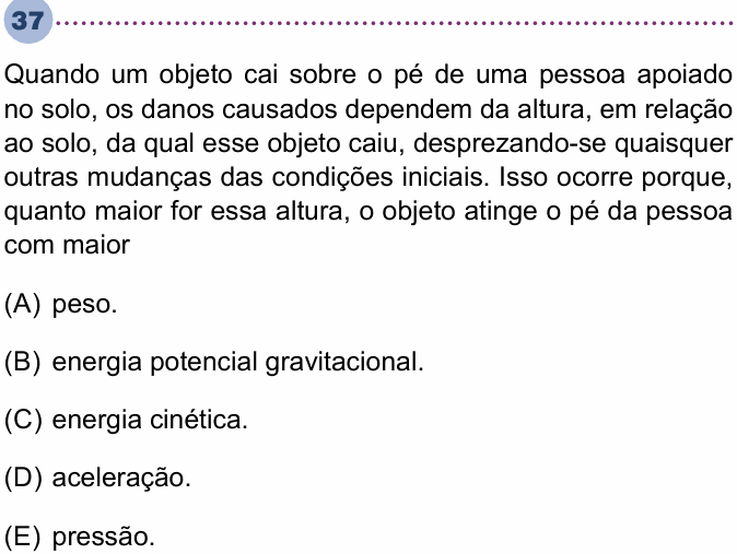 Enunciado da questão 37 de Física do Unisa 2025 (2º semestre)