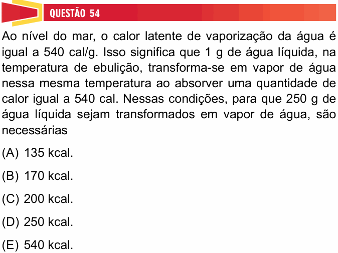 Enunciado da questão 54 de Física do Univesp 2026