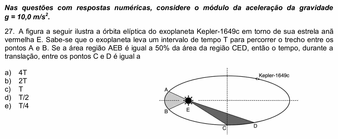 Enunciado da questão 27 de Física do UPE 2021 (SSA 1)