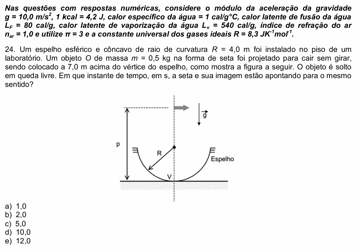 Enunciado da questão 24 de Física do UPE 2021 (SSA 2)