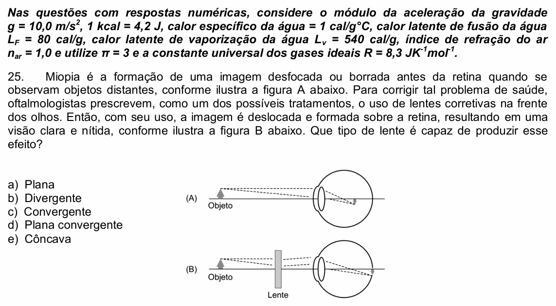 Enunciado da questão 25 de Física do UPE 2021 (SSA 2)