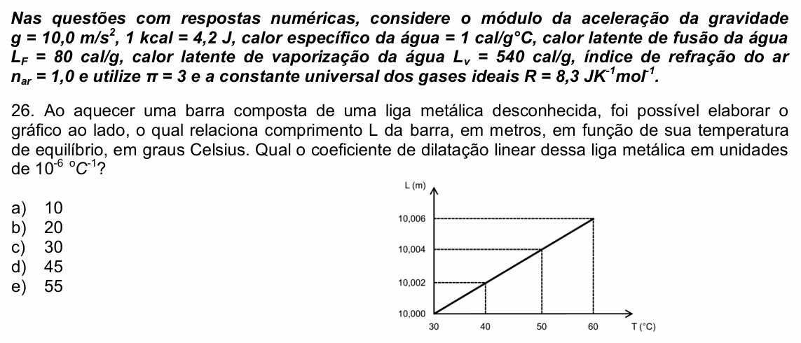Enunciado da questão 26 de Física do UPE 2021 (SSA 2)