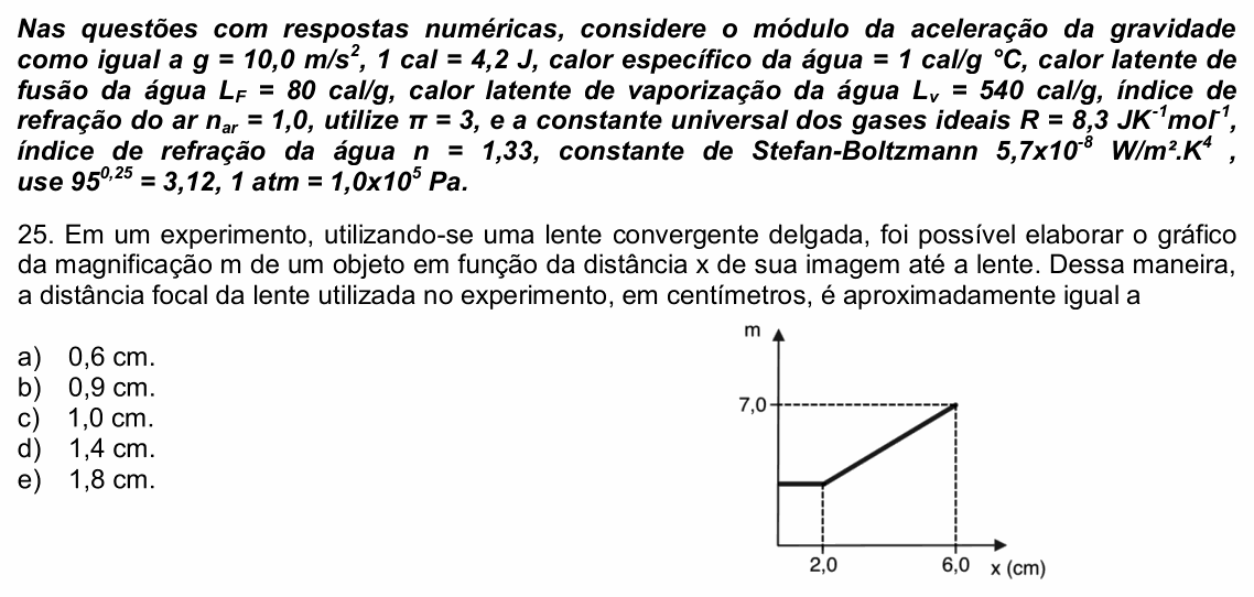 Enunciado da questão 25 de Física do UPE 2022 (SSA 2)