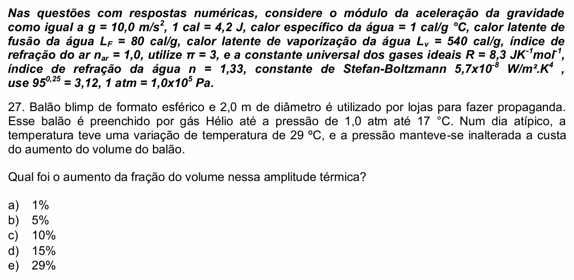 Enunciado da questão 27 de Física do UPE 2022 (SSA 2)