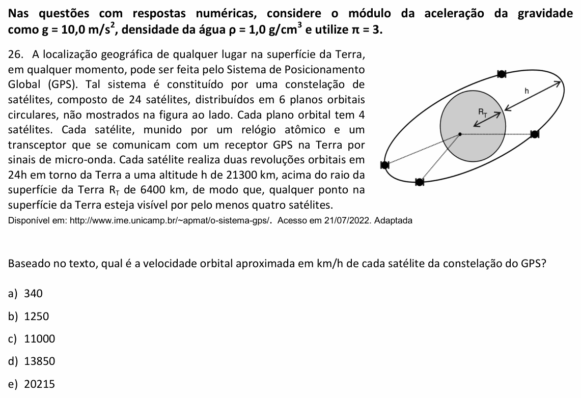 Enunciado da questão 26 de Física do UPE 2023 (SSA 1)