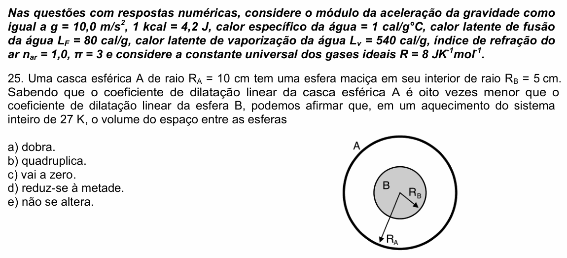 Enunciado da questão 25 de Física do UPE 2023 (SSA 2)