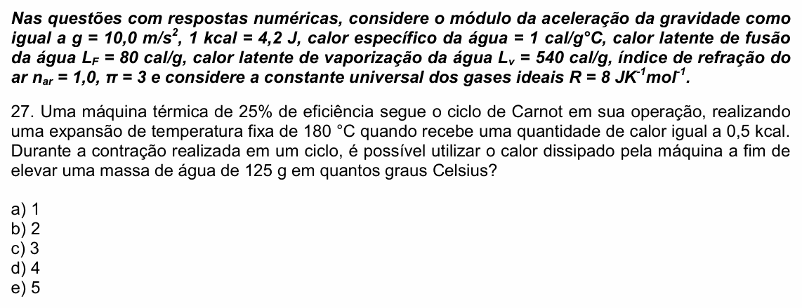 Enunciado da questão 27 de Física do UPE 2023 (SSA 2)