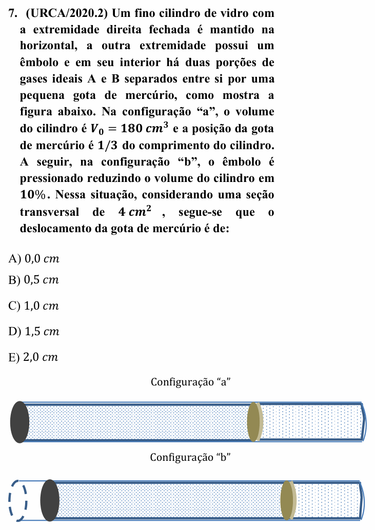 Enunciado da questão 7 de Física do URCA 2020 (PSU 2020.2)