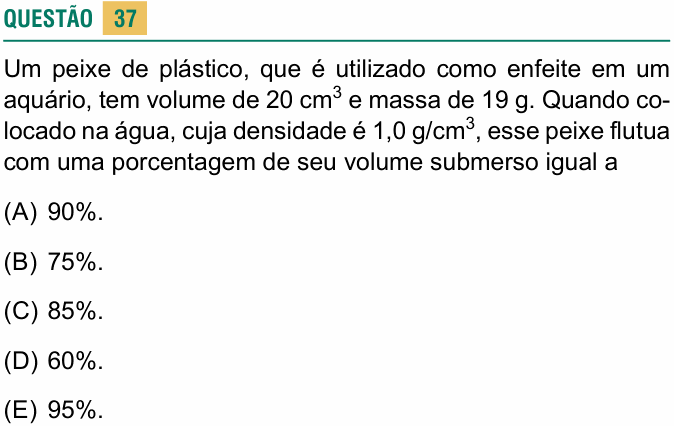 Enunciado da questão 37 de Física do USCS 2022