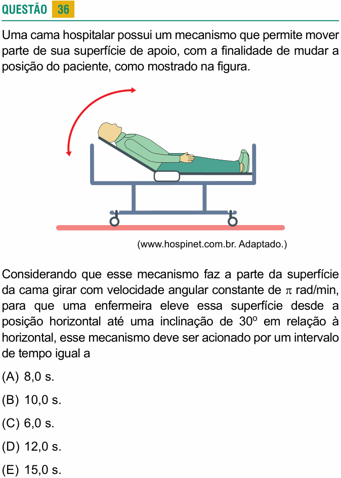 Enunciado da questão 36 de Física do USCS 2022 (2º semestre)
