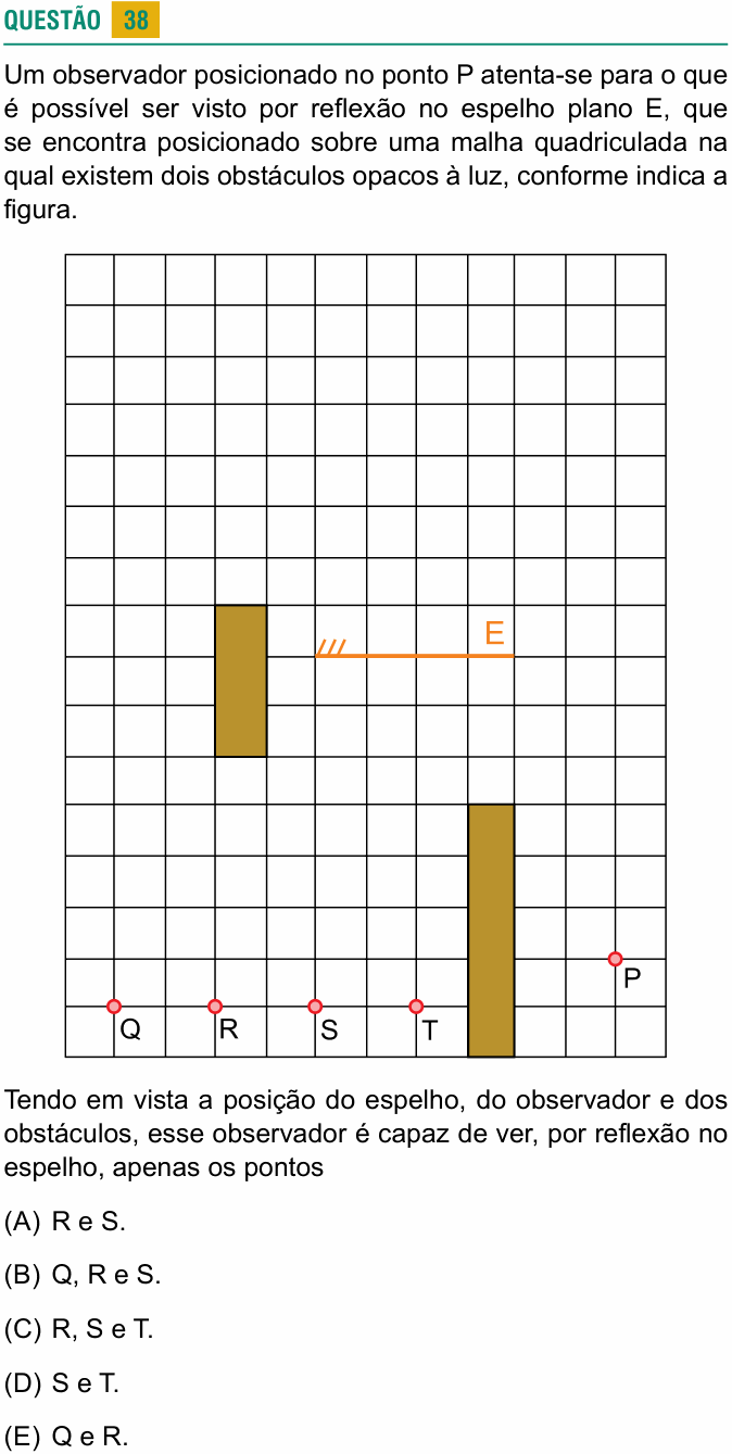 Enunciado da questão 38 de Física do USCS 2024