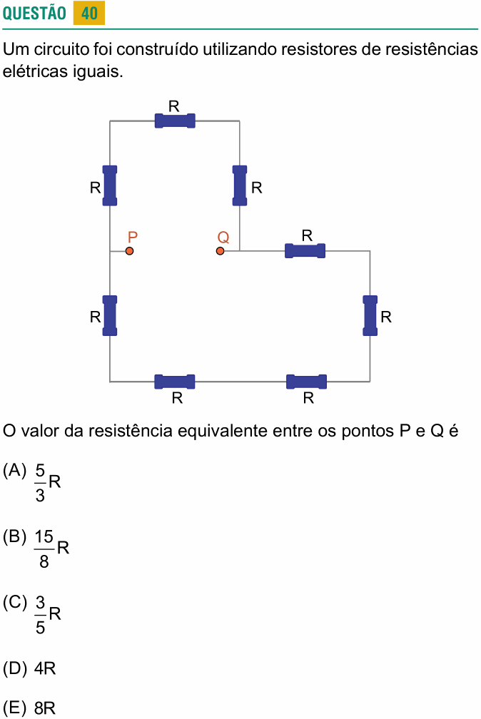 Enunciado da questão 40 de Física do USCS 2024