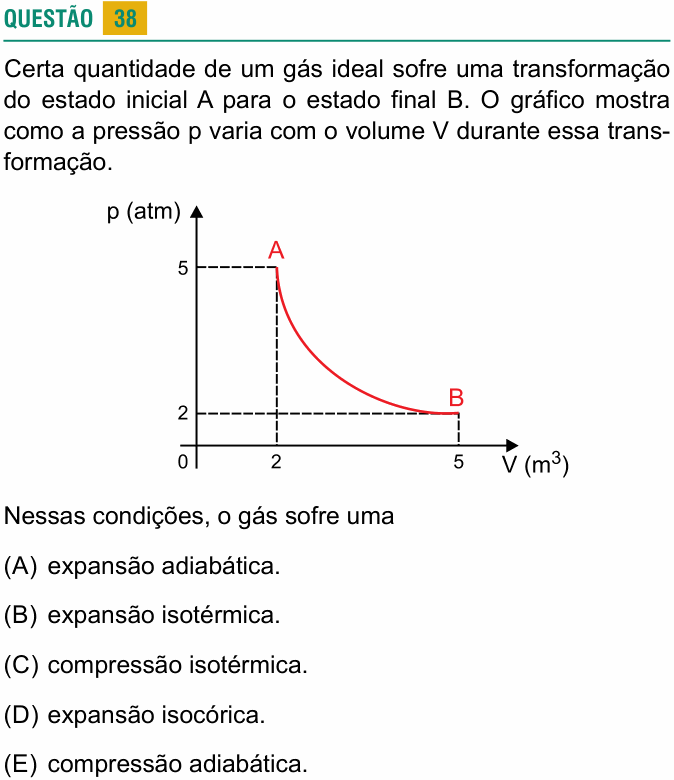 Enunciado da questão 38 de Física do USCS 2025