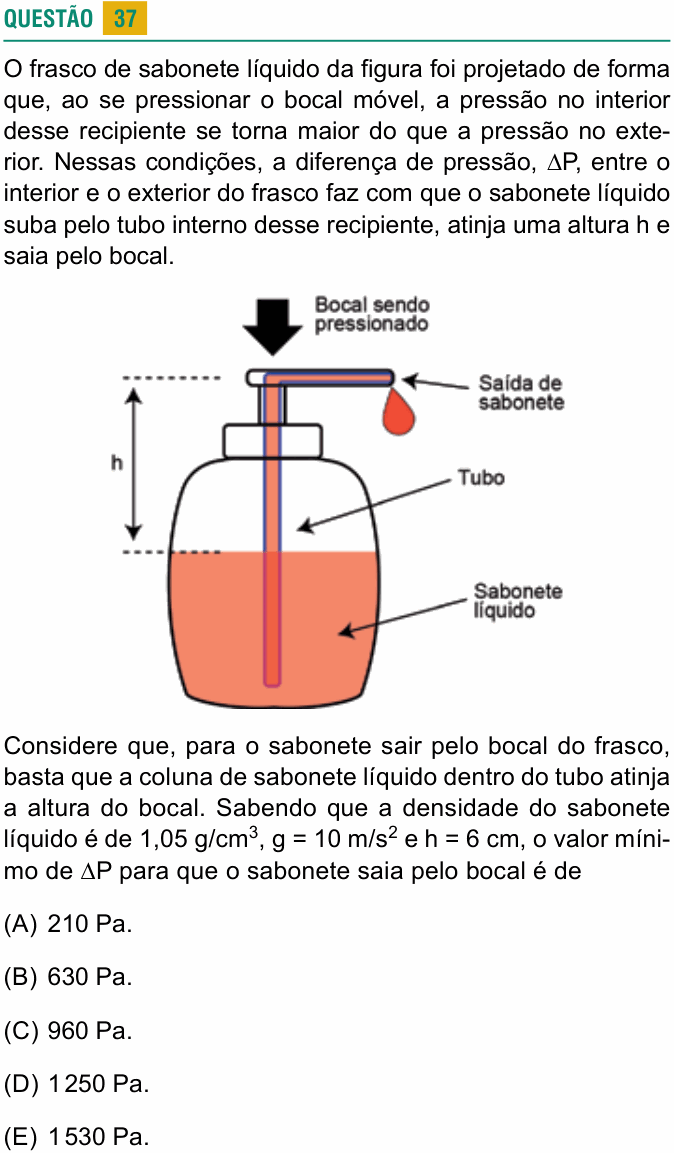 Enunciado da questão 37 de Física do USCS 2025 (2º semestre)