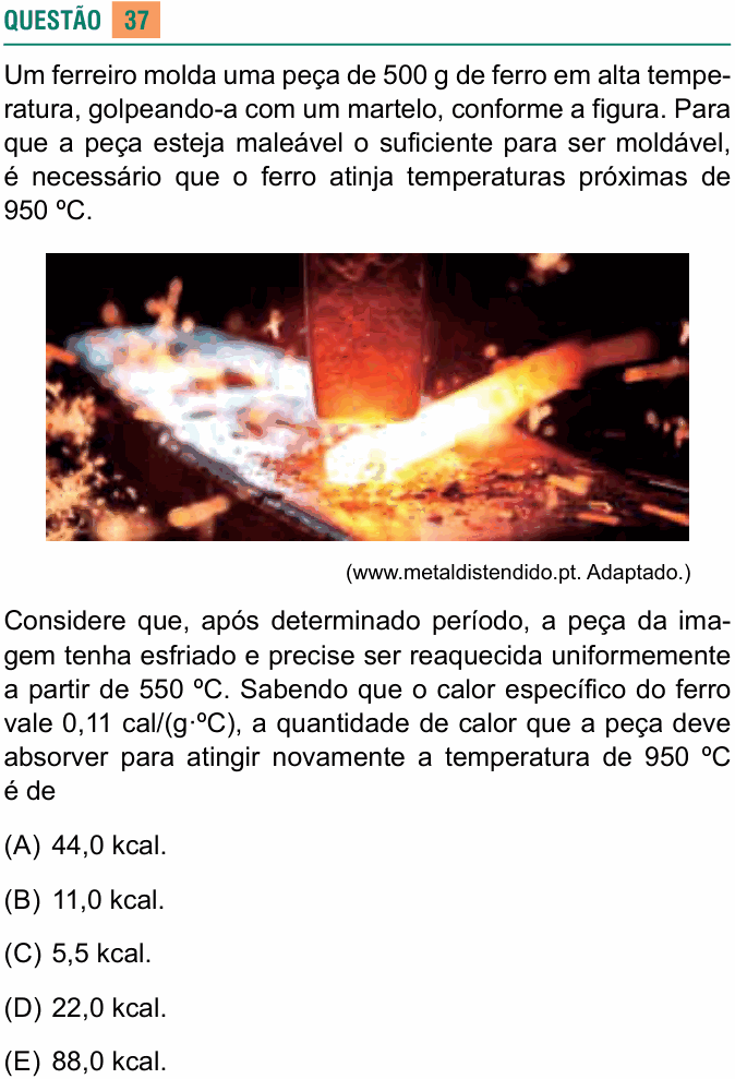 Enunciado da questão 37 de Física do USCS 2026