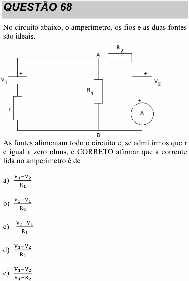 Enunciado da questão 68 de Física do UNITAU 2020 (verão)