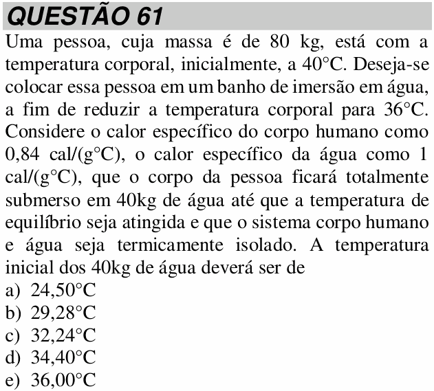 Enunciado da questão 61 de Física do UNITAU 2022 (verão)